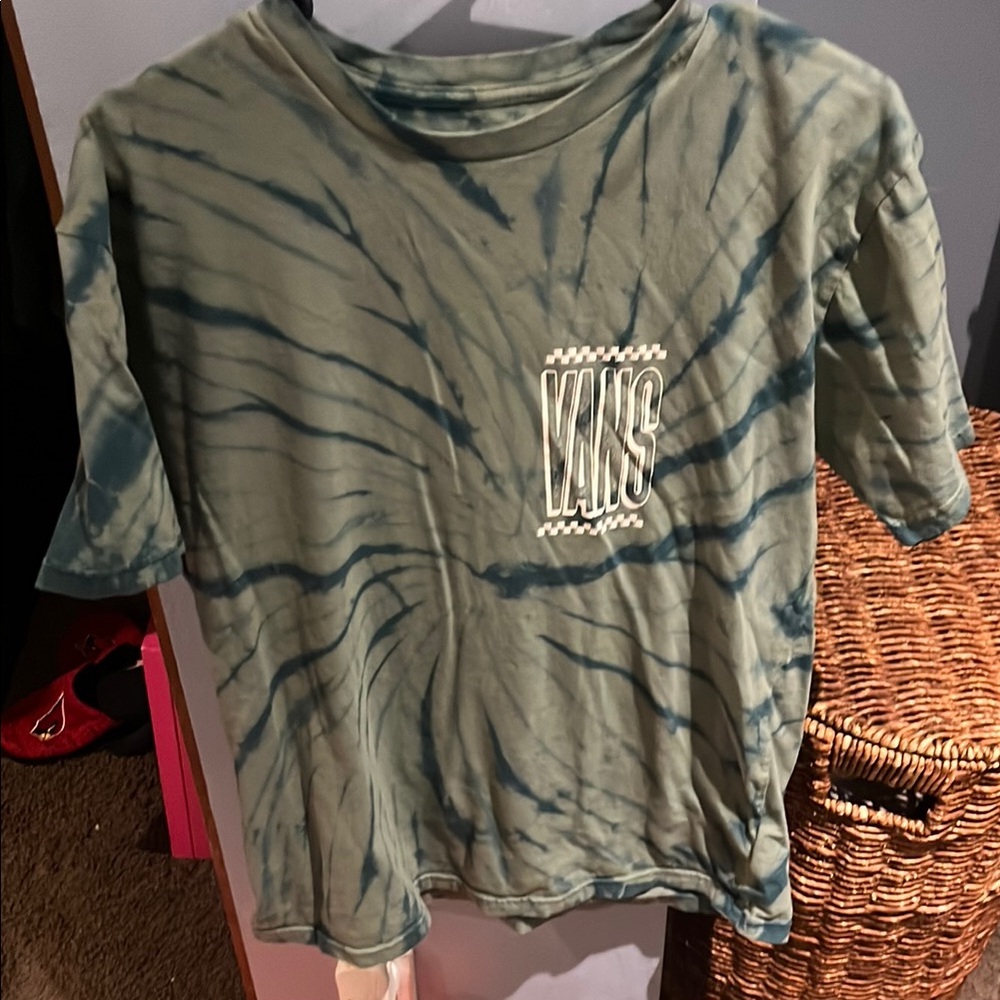 Vans Blue and Green Tie-Dye Short Sleeve Tee Soft Cotton Casual